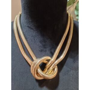 NY Women's Gold Tone Twisted Knot Necklace With Adjustable Chain And NY Tag Lock